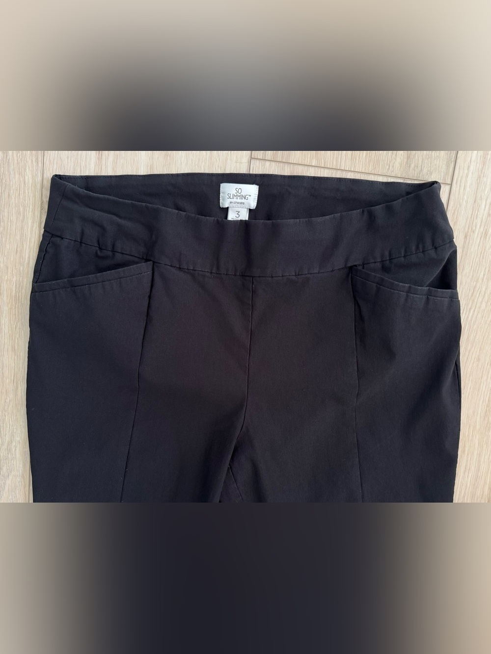 Chico’s So Slimming black womens dress pants size 3 / 16 US flat front stretch - Picture 4 of 14